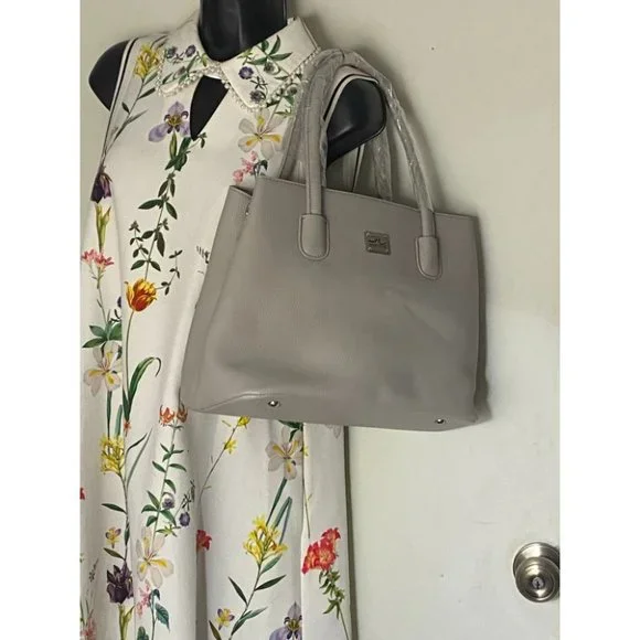 Jessica Moore Gray Large Faux Leather Tote Bag - Picture 9 of 11